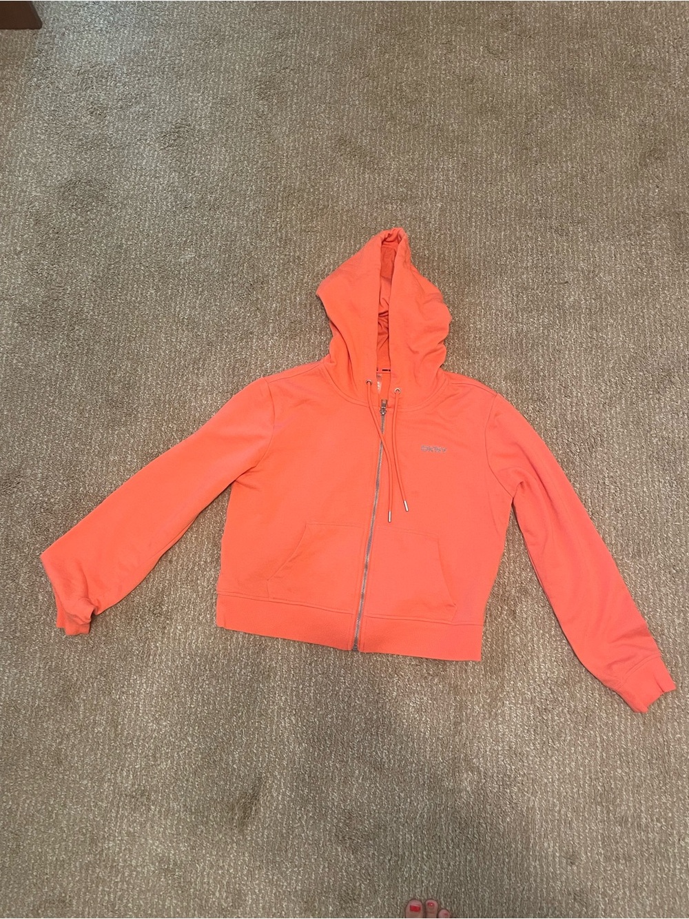 DKNY Coral Orange Zip-Up Hoodie Jacket